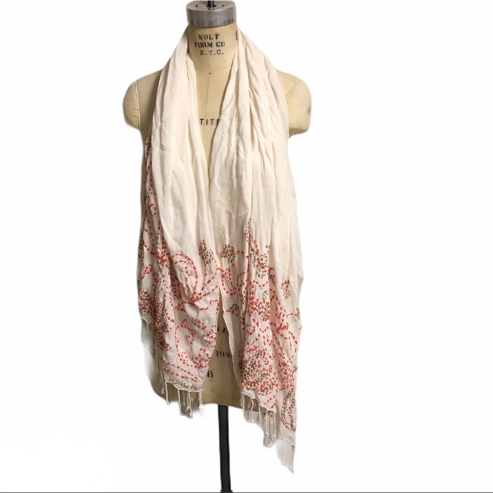 White embroidered scarf